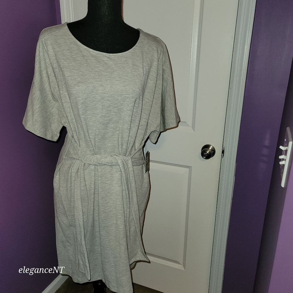 Express Gray Sweatshirt Dress with Flutter Sleeves Size: L NWT - Picture 3 of 8